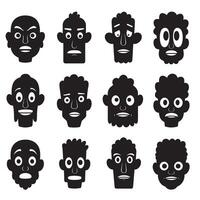 Artistic logo bundle of cartoon man face silhouettes with creative abstract branding elements vector