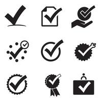 Simple Bold Checkmark Icon Symbol and Other Silhouette Icons Bundle for Web, App, and UI Design vector