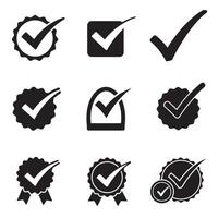 Simple Bold Checkmark Icon Symbol and Icon Silhouette Set for Mobile Interface and Web Elements vector