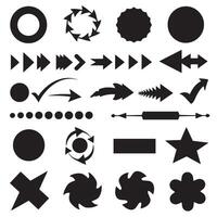 Circle, arrow, check marks, and line and other element silhouette bundle with hand-drawn and bold icons vector