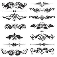 Spiral and swirl silhouette decorative set for vintage borders, scroll accents, and curly ornament templates vector