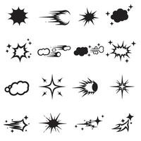 Silhouette sparkle burst line bundle with doodle star icons perfect for decoration and design project assets vector