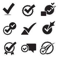 Simple Bold Checkmark Icon Symbol with Flat Silhouettes Bundle for Mobile App UI Design Assets vector