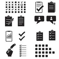 Creative forms icons and productivity symbol pack with checkmarks cross signs silhouette elements vector
