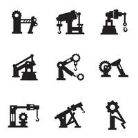 Engineering symbols icon silhouette bundle for industrial tools and mechanical design vector