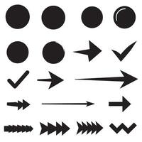 Circle, arrow, check marks, and line and other element silhouette bundle featuring abstract design icons vector