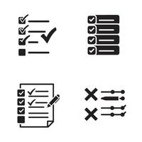 Forms icon silhouette pack for productivity and checklist design with cross symbol elements vector