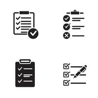 Elegant productivity and form icons with checklist elements and cross signs silhouette bundle vector