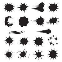 Doodle line illustration pack with sparkle star icons and creative burst silhouettes for use in design projects vector