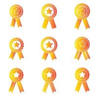 Recognition ribbon badge and logo icon set in clean silhouette design for business presentation vector