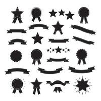 Classic star ribbons banner element set silhouette bundle for scroll signage, poster label, and icon projects vector