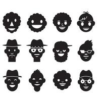 silhouette cartoon man faces abstract design mascots bundle for creative logo and branding use vector