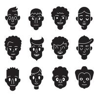 Unique mascot design bundle of cartoon man face silhouettes in creative abstract expression vector