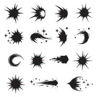 Dynamic doodle sparkle burst lines and star icons for decoration backgrounds and creative illustration use vector