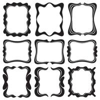 Abstract geometric shapes Vintage Groovy Photo Frame Design Silhouette bundle with funky border illustrations vector