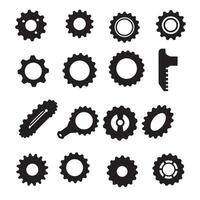 Mechanical gear icon silhouette bundle set for engineering and technical graphics vector
