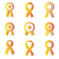 Retro ribbons badge logo and award icon set with clean silhouette shapes for certificate use vector
