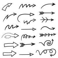 Hand drawn arrow element pack with curved and dotted silhouettes perfect for presentation and decoration projects vector