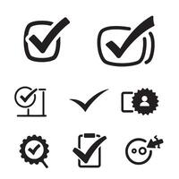 Flat Simple Bold Checkmark Icon Symbol with UI Glyphs and Silhouette Icon Bundle for Designers vector