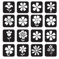 Groovy flower icons in silhouette style with wavy lines and modern layout perfect for decorative design variation vector