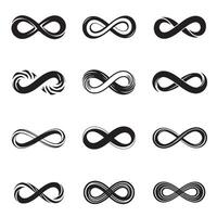 Infinity symbols collection silhouette bundle for branding, signs, and art graphics vector
