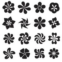 Abstract wavy floral silhouette icons bundle with groovy vibes for design and pattern creation vector
