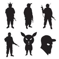 Army mission icon set with tactical military graphics in crisp silhouette design for campaign advertisements and web use vector