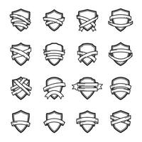Retro vintage shield and ribbons banner adjust set bundle silhouette variation design for poster and logo use vector