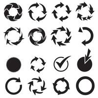 Circle, arrow, check marks, and line and other element silhouette bundle for infographic UI symbol pack vector