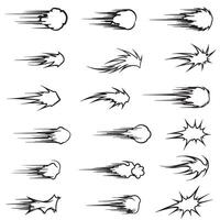 Manga action effect set with dynamic line movement streaks and expressive curve ink motion designs vector