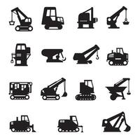 Industrial machinery icon silhouette bundle for mechanical workshop, tools, factory and CAD layout vector