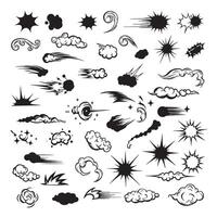 Glowing sparkle doodle line bundle with burst shapes and silhouette stars for decorative visual content vector