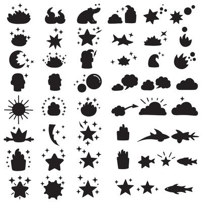 Comic burst sparkle line set with silhouette decorative lines bundle for manga, stickers, and motion icons