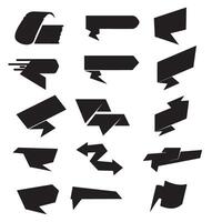 Hand-drawn start ribbons banner element set silhouette perfect for retro scroll badge and layout decoration vector