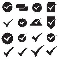 Simple Bold Checkmark Icon Symbol Pack with Silhouettes of UI Icons for Web and App Templates vector
