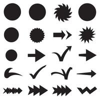 Circle, arrow, check marks, and line and other element silhouette bundle featuring outline icon art vector