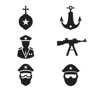 Army emblem icon set with distinct military imagery in artistic silhouette style for government and official projects vector