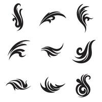 Curved abstract swirl icon silhouette bundle for branding use vector