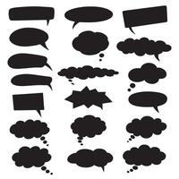 Creative speech bubble graphics silhouette pack with editable comic shapes for messages and layouts vector