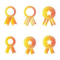 Collection of award ribbons badge and logo icons in silhouette layout for quality branding use vector