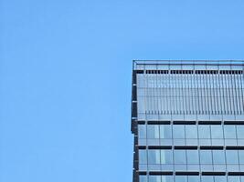 Minimal Building with Blue Sky Background with Light Beam and Shadow. photo