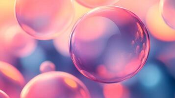 A close up of a bunch of bubbles in a pink background photo