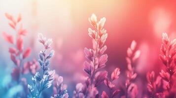 Flowers in the field with a bright background photo