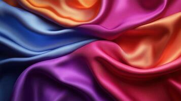 Colorful silk fabric folds, abstract texture background photo