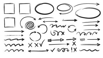 Creative hand sketch elements with swirls lines and symbols for fun and casual designs vector