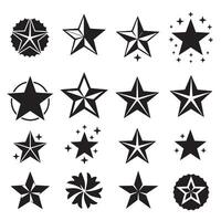 Star silhouette icon set featuring hand drawn designs in diverse modern artistic forms vector