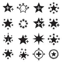 Star shape collection with hand drawn silhouettes in a variety of unique artistic forms vector