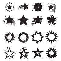 Hand drawn star symbols with varied shapes in a stylish silhouette layout for designers vector