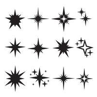 Editable silhouette set of hand drawn star elements in assorted sketch and doodle styles vector