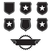 Army and military shield logo icon set with detailed insignia in sharp silhouette design vector